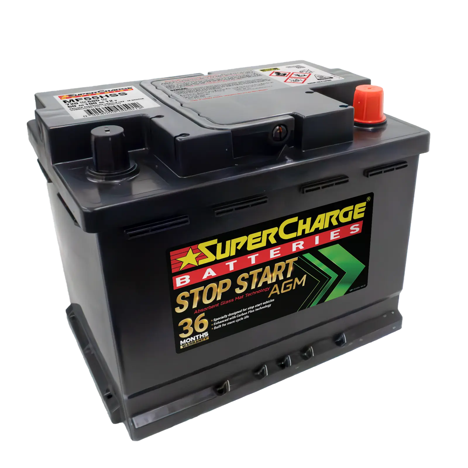 Supercharge Batteries MF55HSS Stop-Start AGM Battery for In-Cabin Installation