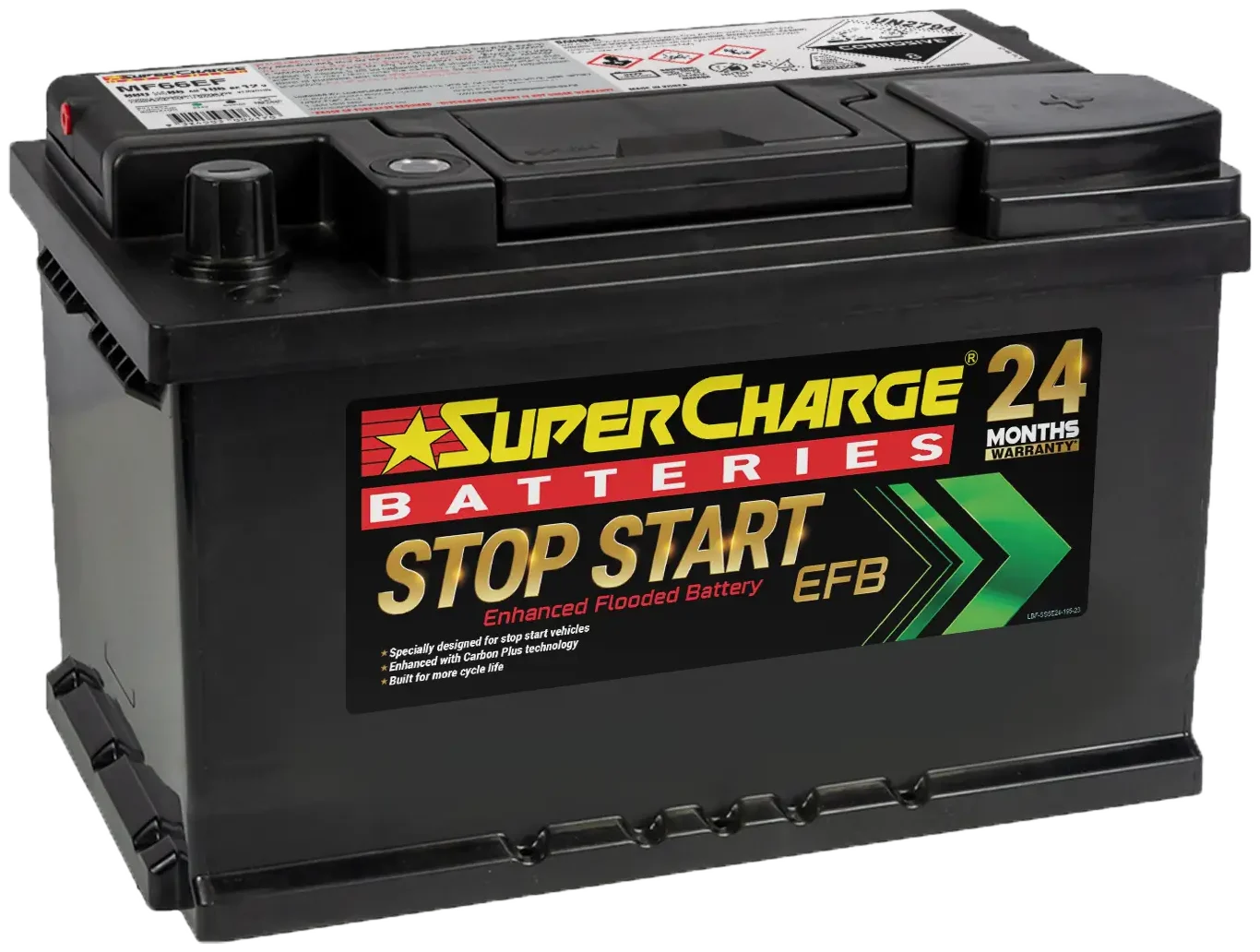 Supercharge Batteries MF66EF Stop-Start EFB Battery for In-Cabin Installation