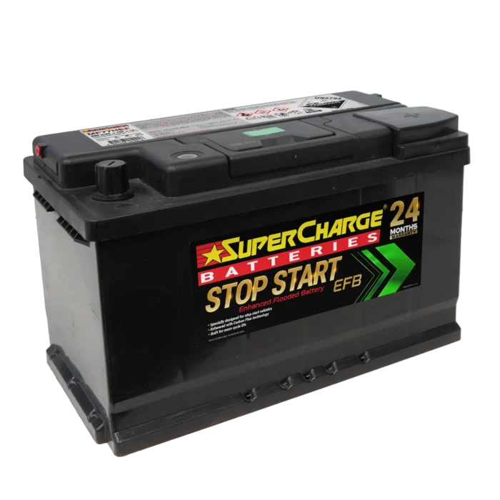 MF77HEF Stop-Start Battery by Supercharge Batteries for EFB-equipped stop-start vehicle in-cabin applications