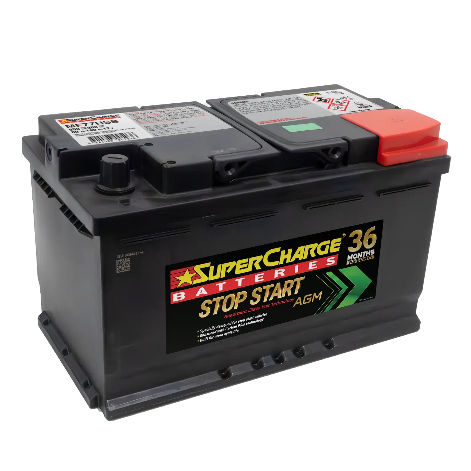 Supercharge Batteries MF77HSS Stop-Start AGM Battery for In-Cabin Installation