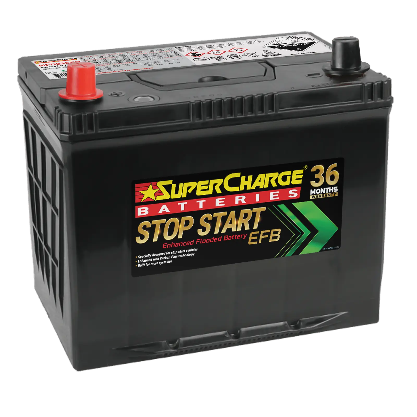 Supercharge Batteries MFD23EFR Stop-Start EFB Battery for In-Cabin Installation