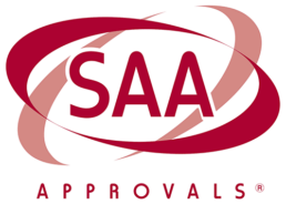 a logo with red letters
