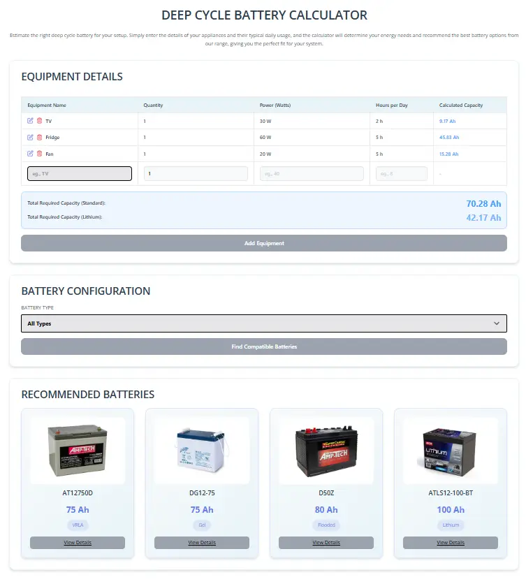 Deep Cycle Battery Calculator How to Use Deep Cycle Battery Calculator How to Use