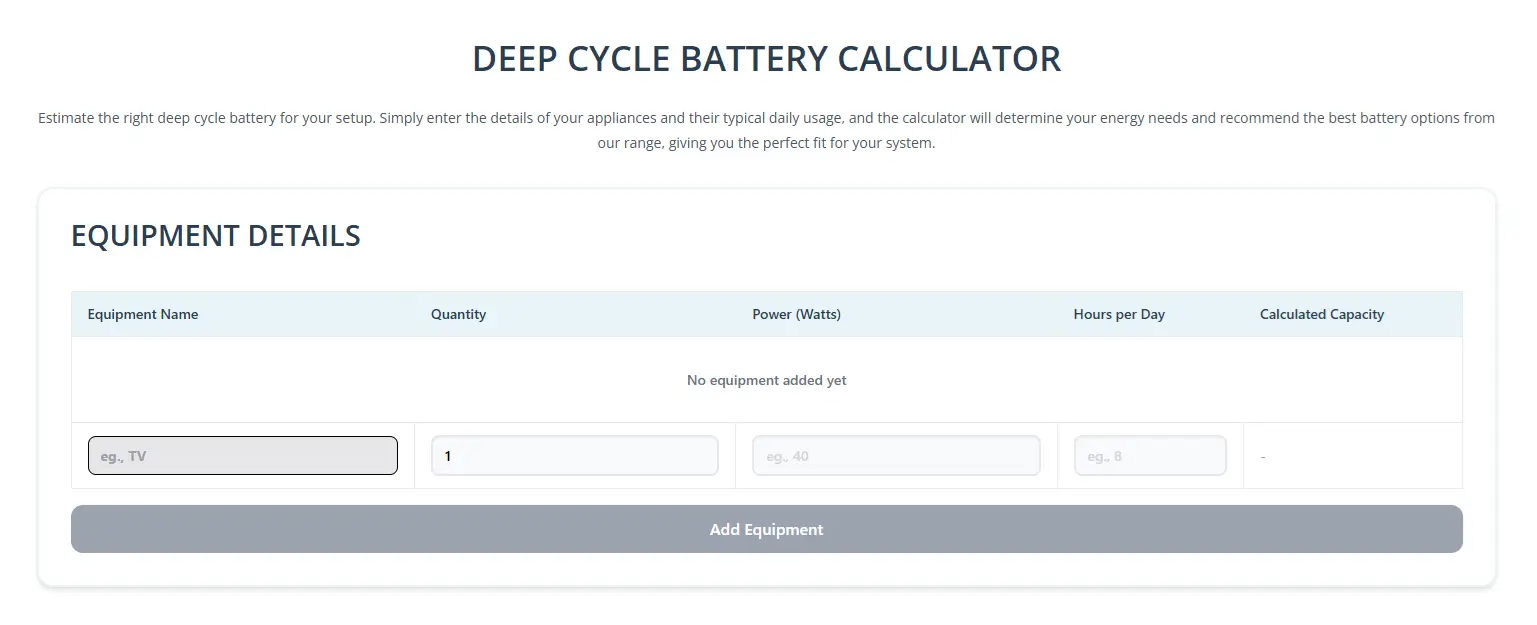 Deep Cycle Battery Calculator Deep Cycle Battery Calculator