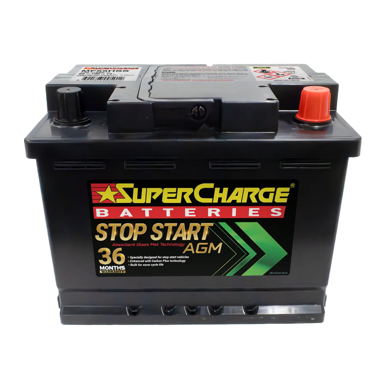 Stop-Start MF55HSS AGM battery by Supercharge Batteries